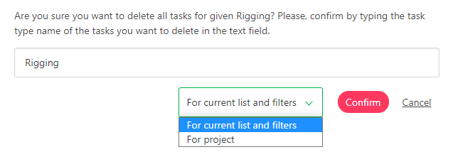 Delete all task filtered