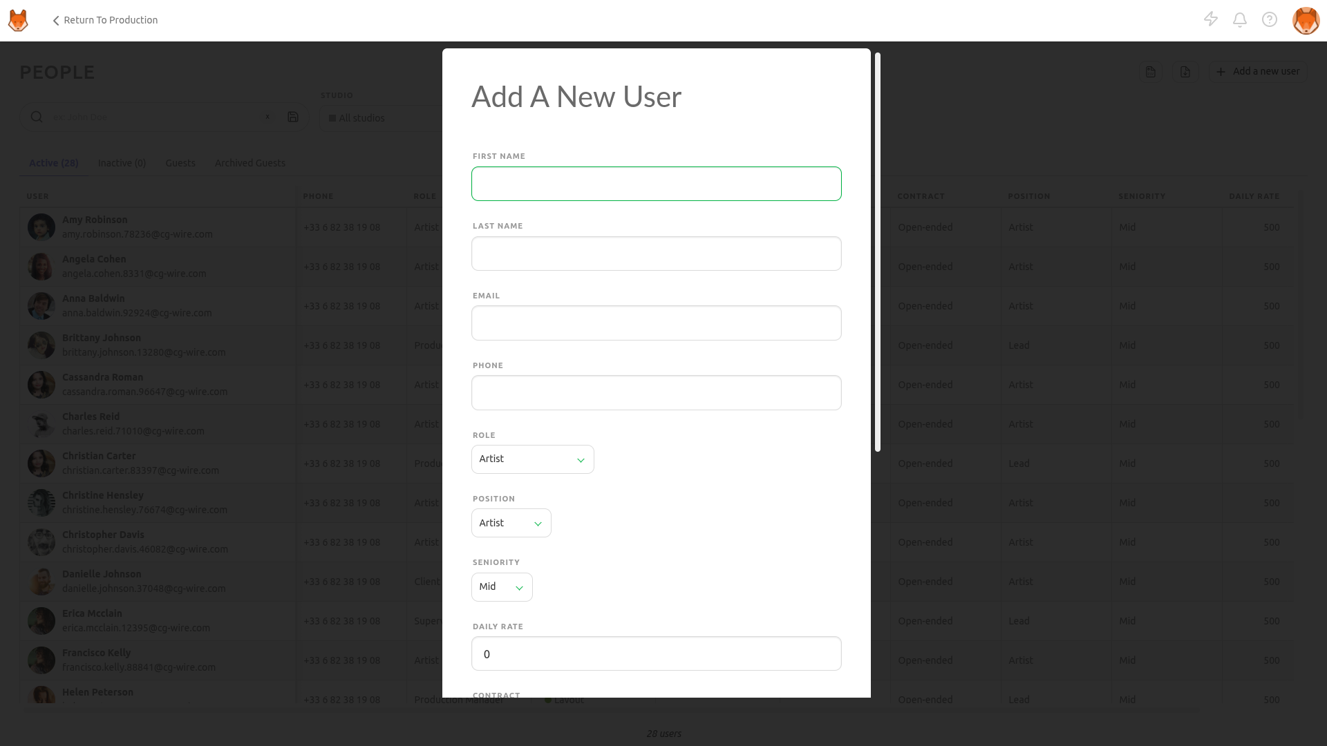 Create a new user