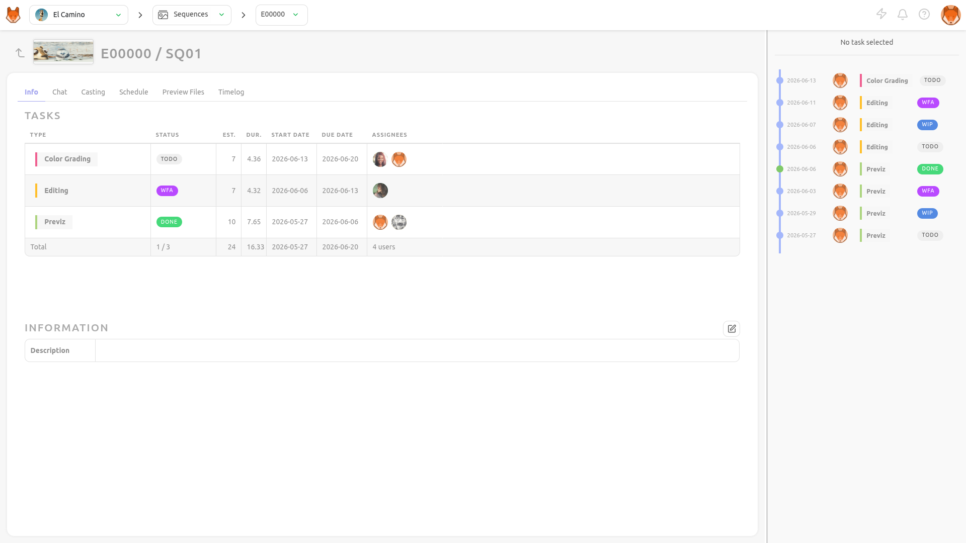 Sequence detailed page