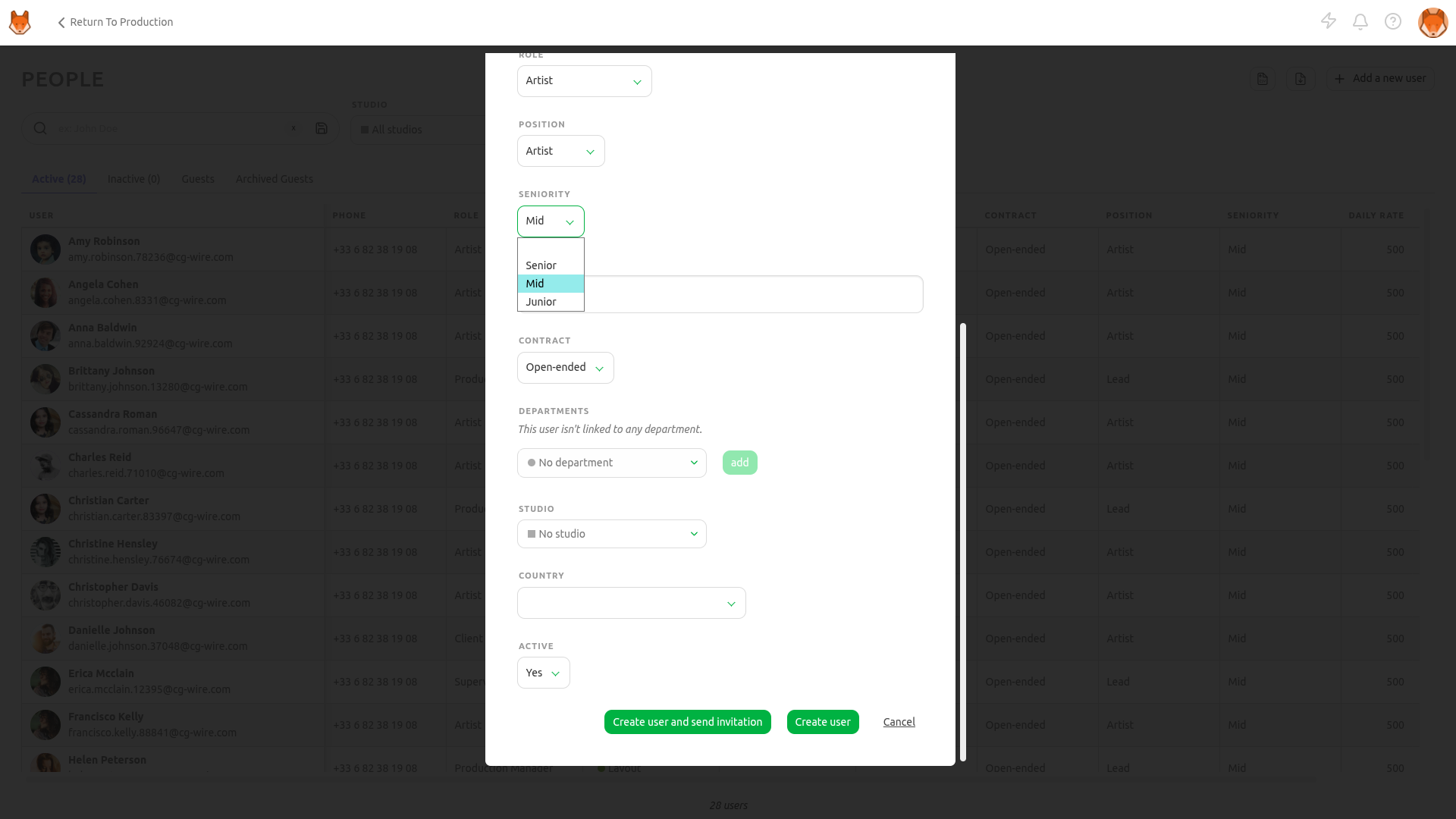 Create a new user