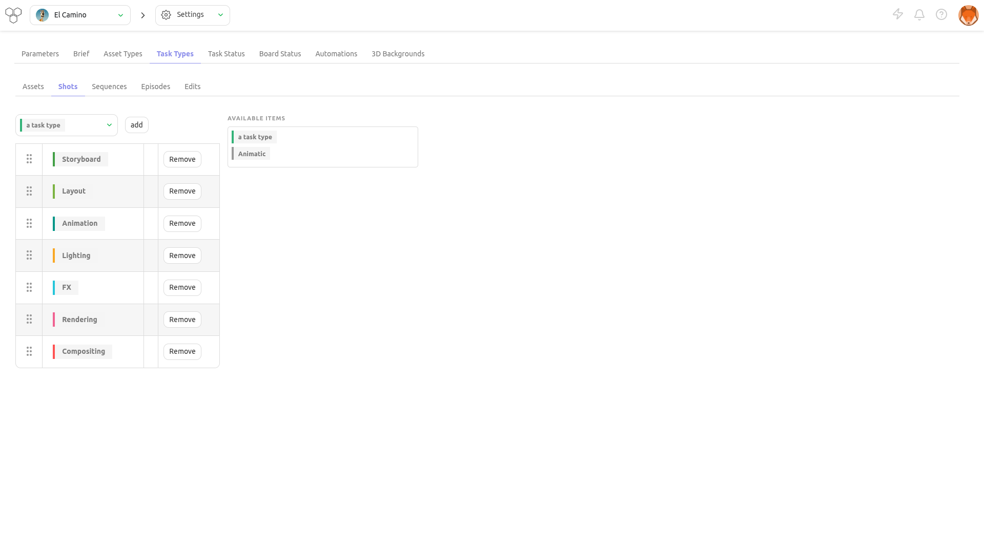 Setting Task Type new