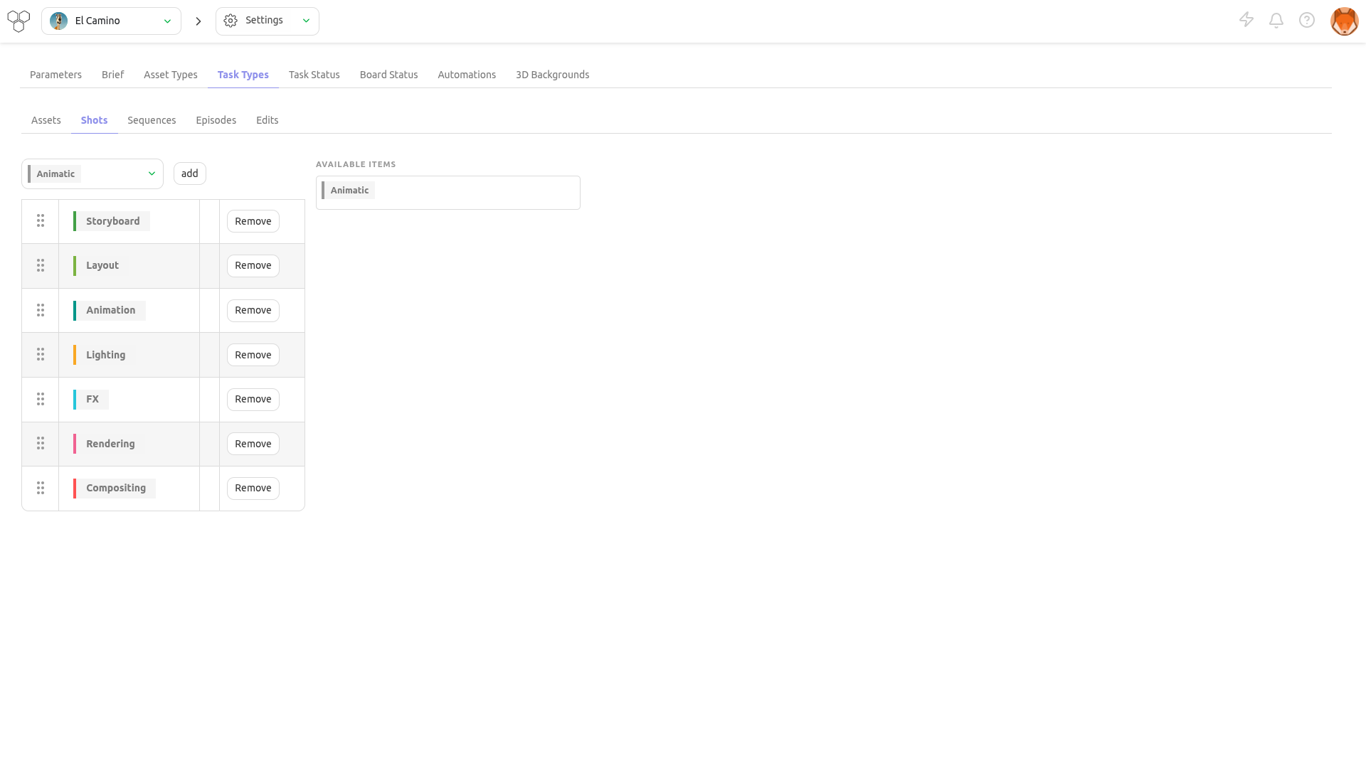 Setting Task Type add