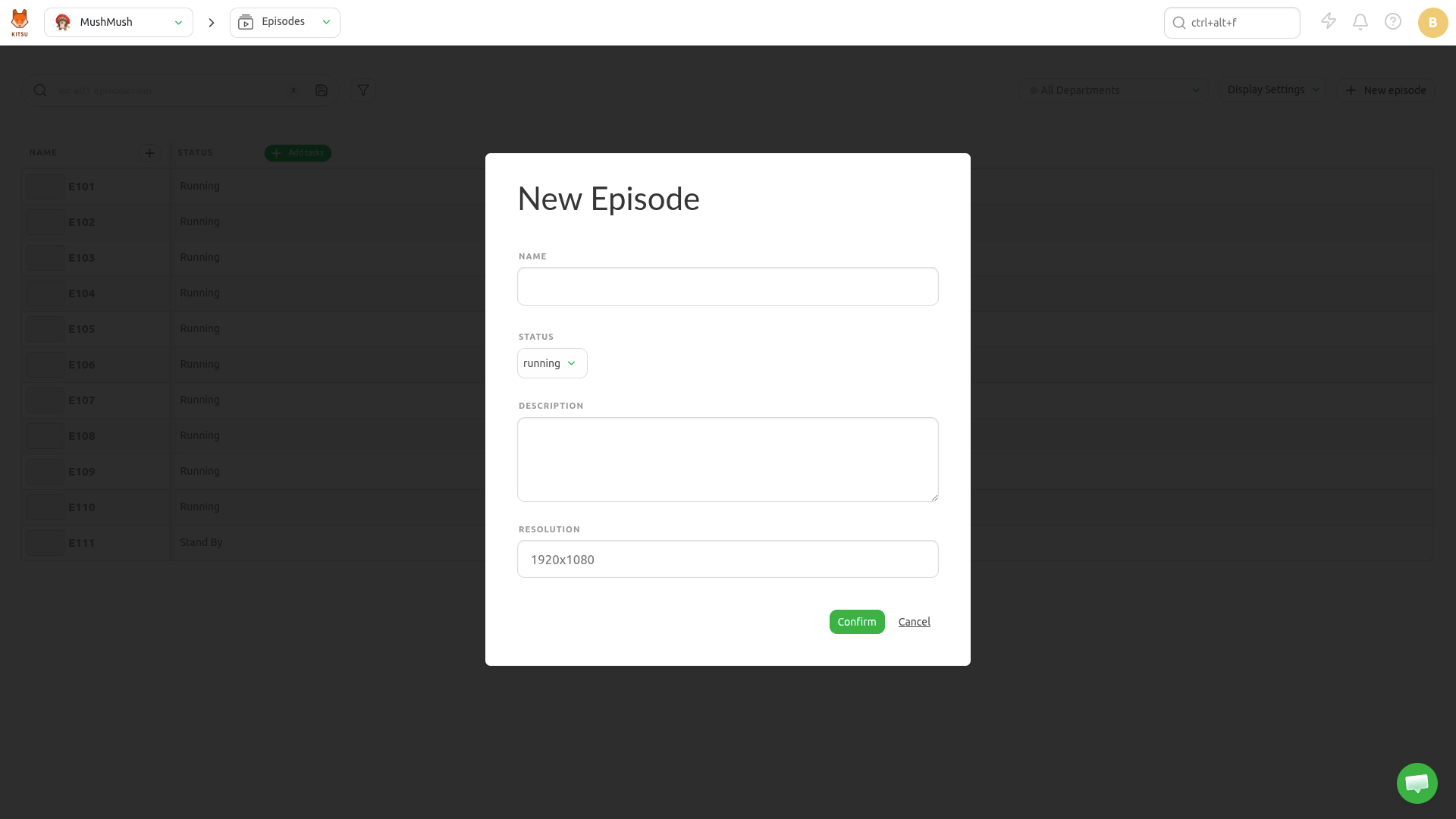 new episode modal