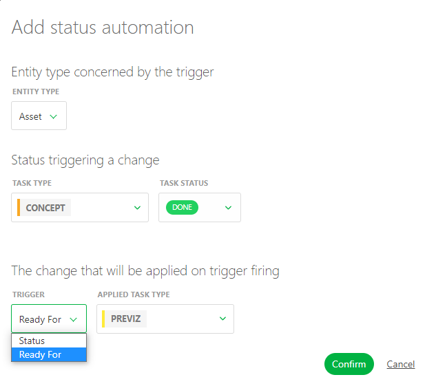 detail create status automation Ready For