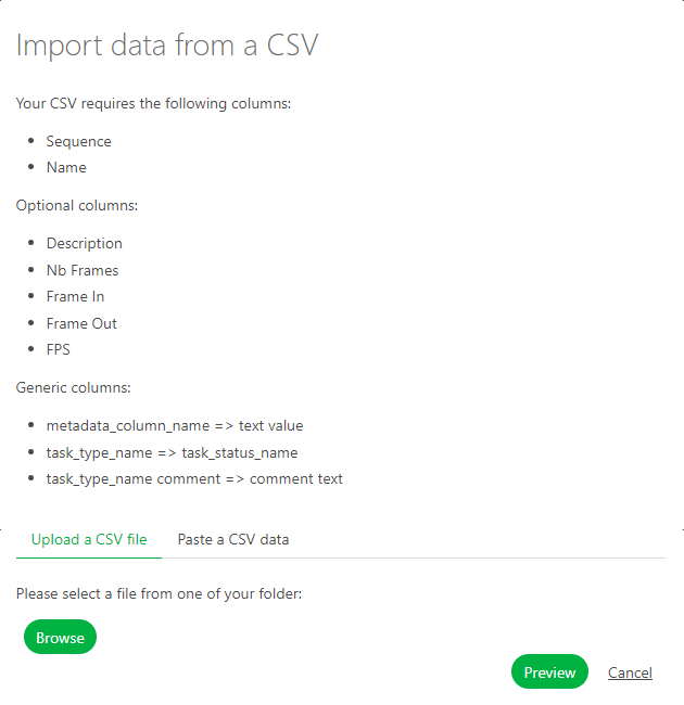 Import csv file