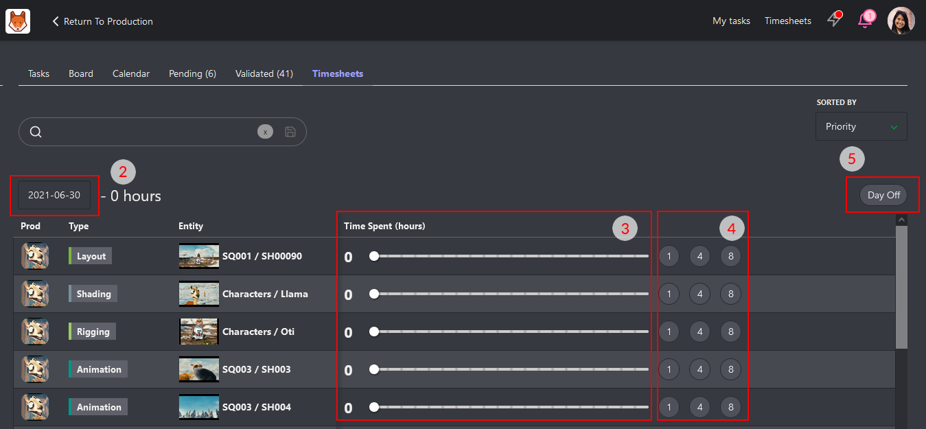 Timesheet view